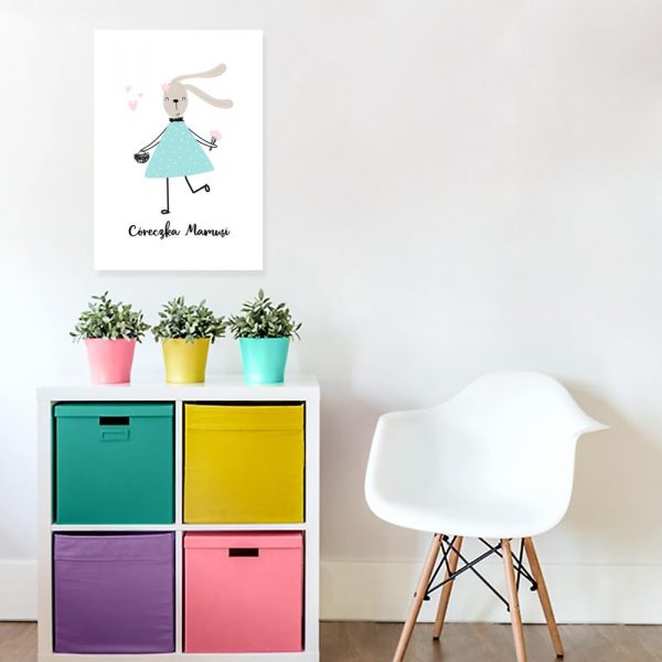 plakat z motywem królika na ścianę pokoju dziecka