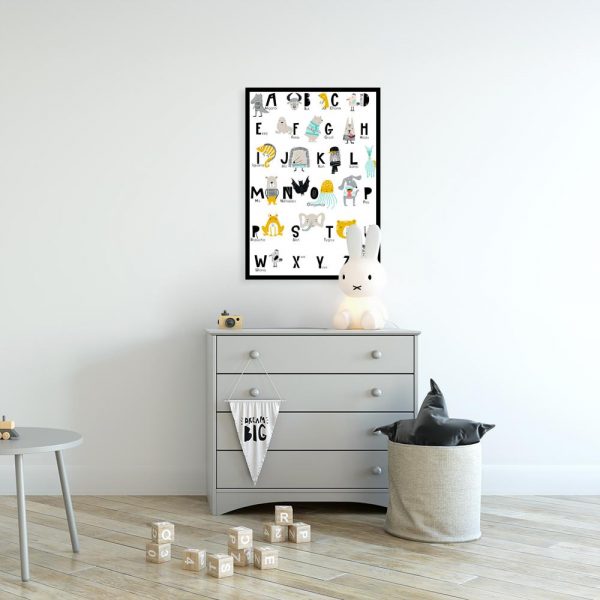 plakat alfabet zwierząt do pokoju dla dziecka