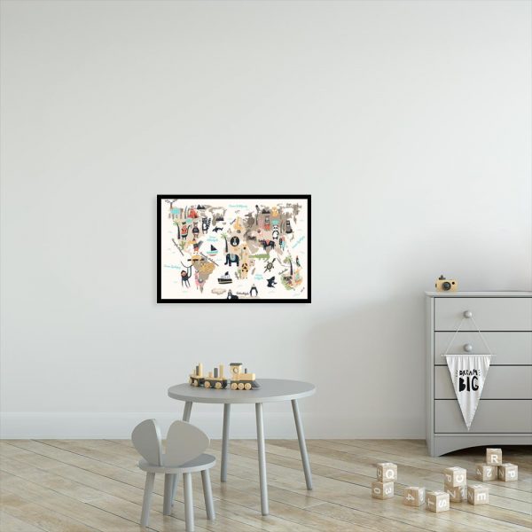 plakat z kolorowymi zwierzętami do pokoju dziecka