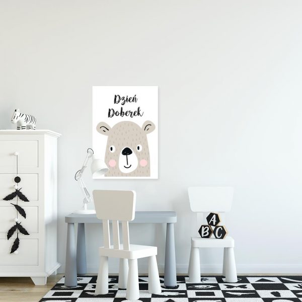 plakat z uroczym misiem do pokoju dziecka