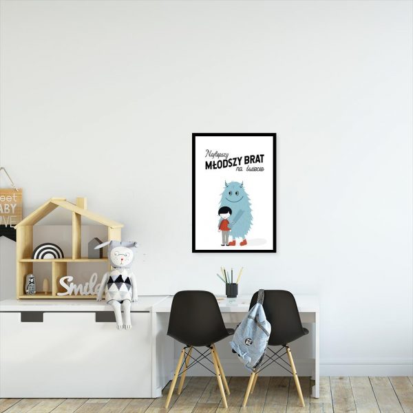 plakat z chłopcem i potworkiem do pokoju dziecka