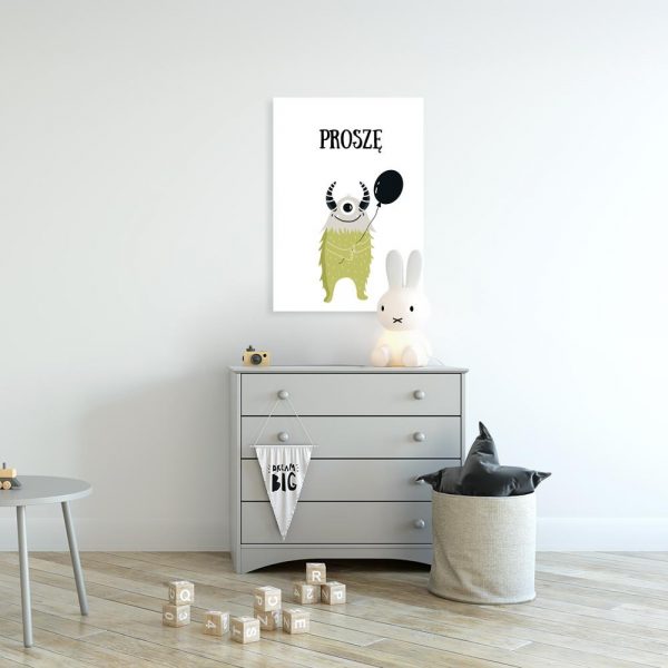 plakat z uroczym stworkiem na ścianę pokoju dziecka
