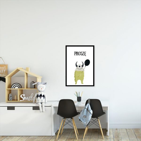 plakat z napisem proszę na ścianę do pokoju dziecka