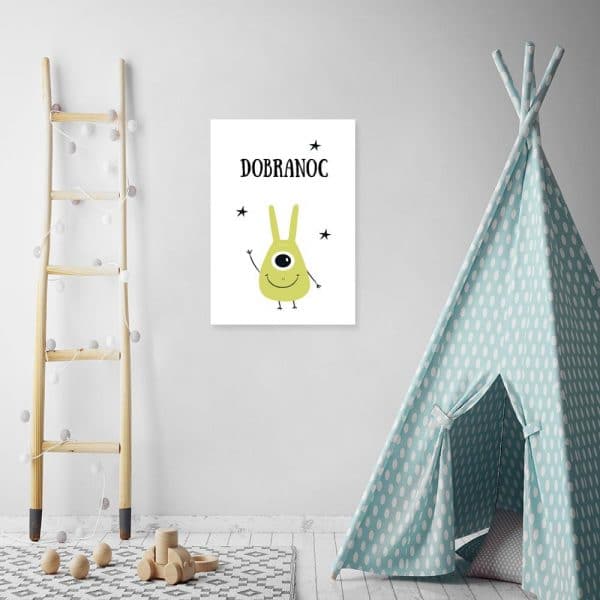 plakat z uroczym jednookim potworkiem na ścianę pokoju dziecka