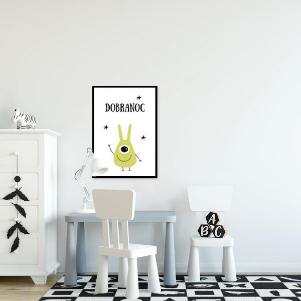 plakat z potworkiem i napisem dobranoc do pokoju dziecka