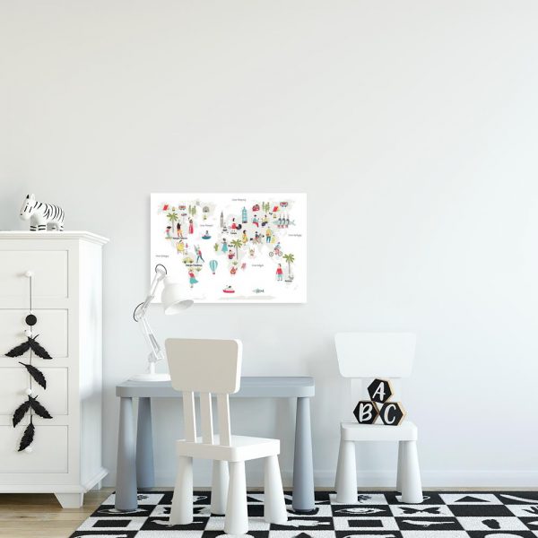 plakat z mapą świata do pokoju dziecka