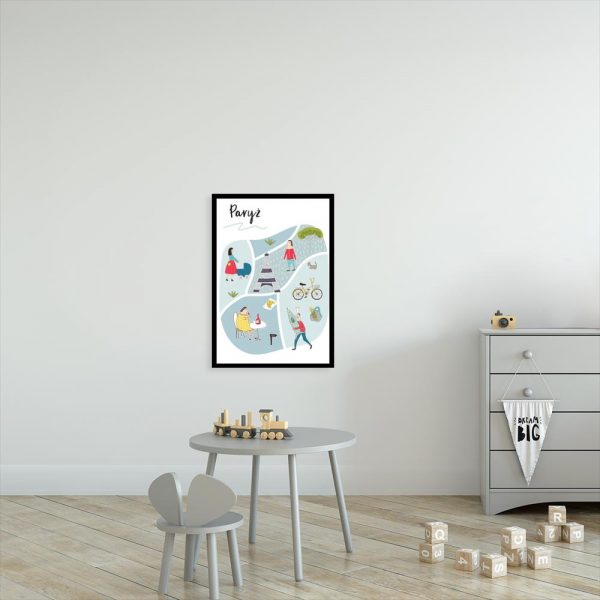 plakat z motywem francji do pokoju dziecka