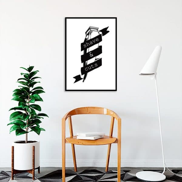 plakat dla barbera z napisem Shave & cuts