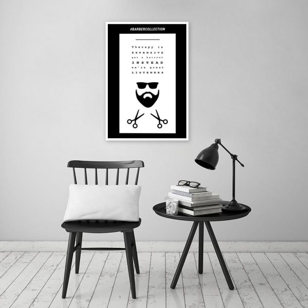 plakat z motywem nożyczek do salonu barberskiego