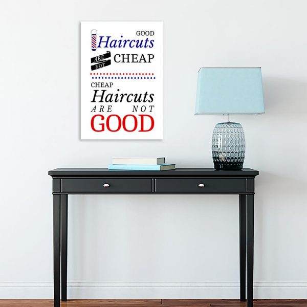 plakat przedstawiający napis do salonu barberskiego