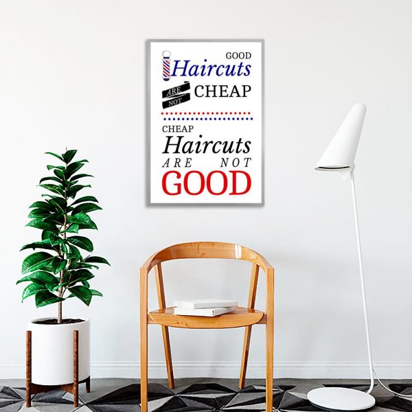 plakat z kolorowym napisem dla barbera