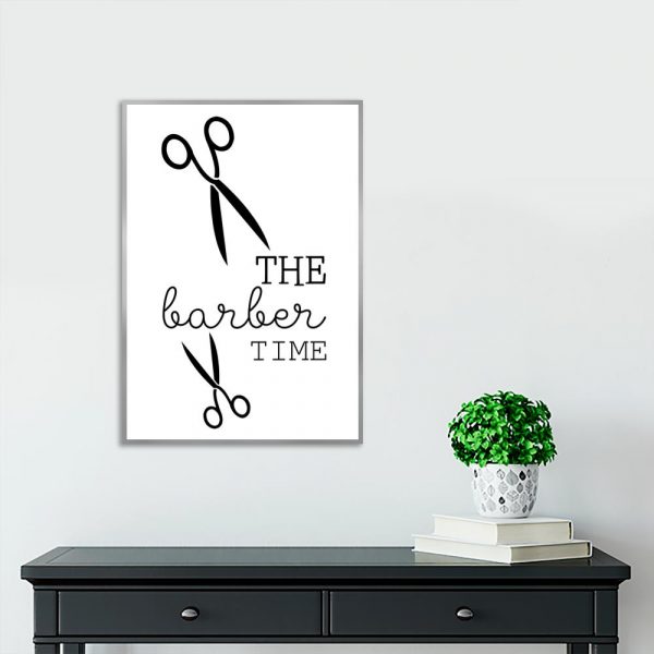 plakat z napisem The barber time dla barbera