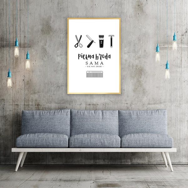 plakat do salonu barberskiego z napisem Piękna broda sama się nie zrobi