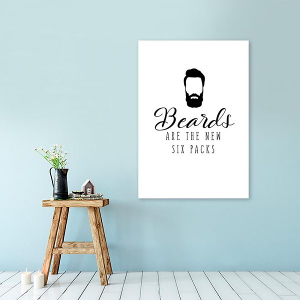 plakat z napisem i brodą do salonu barberskiego