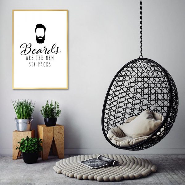 plakat z napisem Beards are the new six packs do salonu barberskiego