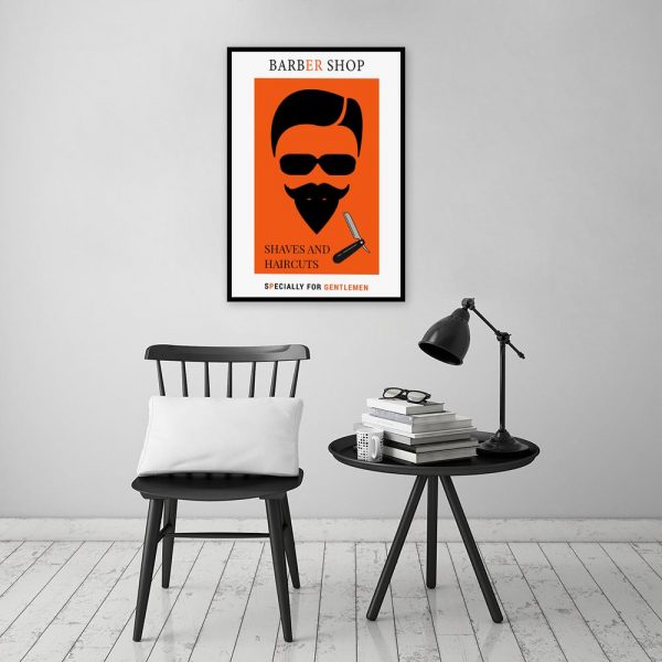 plakat z motywem brzytwy dla barbera