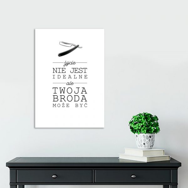 plakat z brzytwą do salonu barberskiego