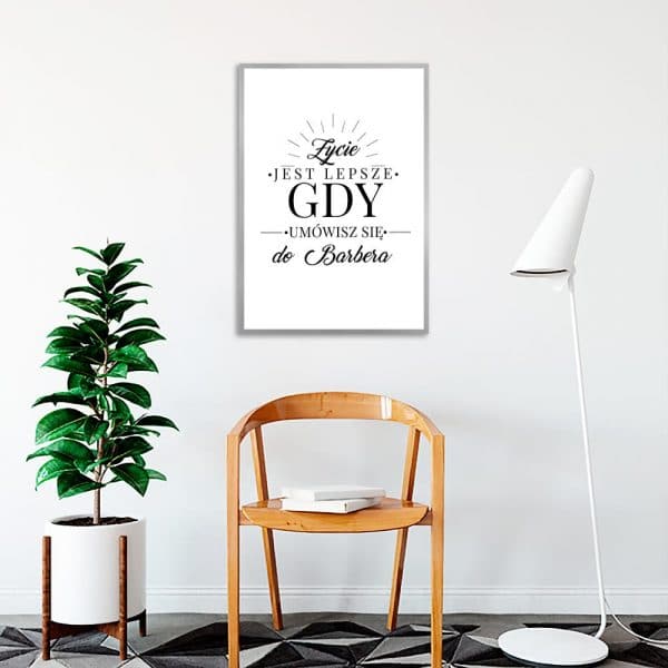 plakat z zabawnym napisem dla barbera