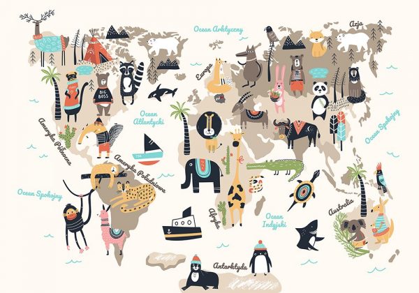 fototapeta z mapą świata do pokoju dziecka