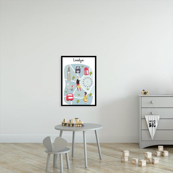 plakat z kolorowymi elementami do pokoju dziecka