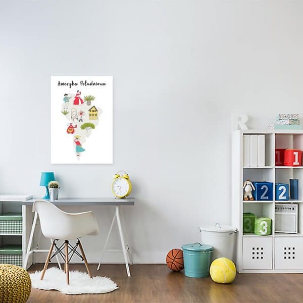 plakat z motywem kontynentu na ścianę pokoju dziecka