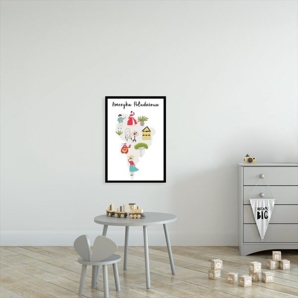 plakat z napisem Ameryka Południowa do pokoju dziecka