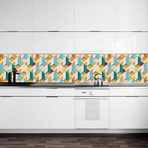 fototapeta kuchenna z geometryczną układanką