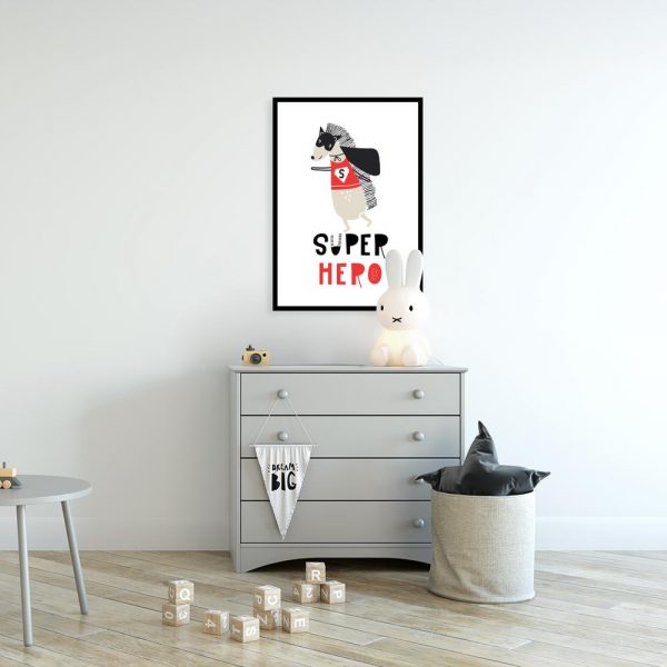 plakat z napisem Super Hero do pokoju dziecka