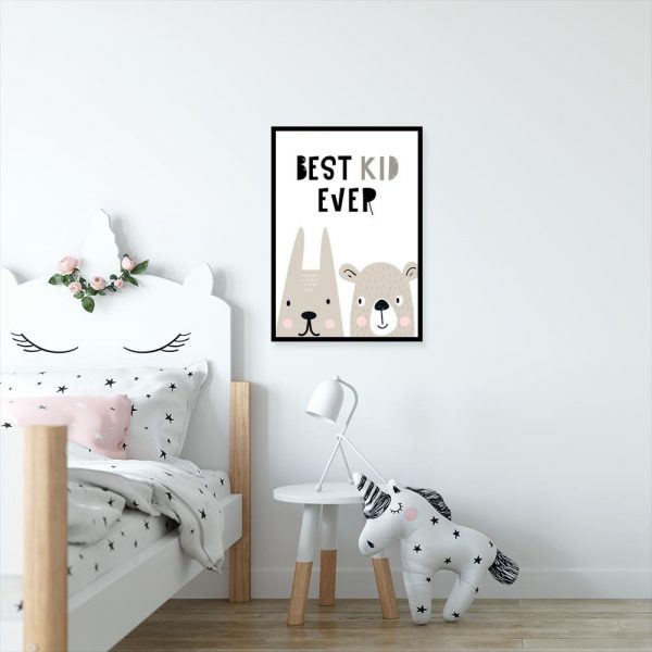 plakat z napisem Best kid ever do pokoju dziecka