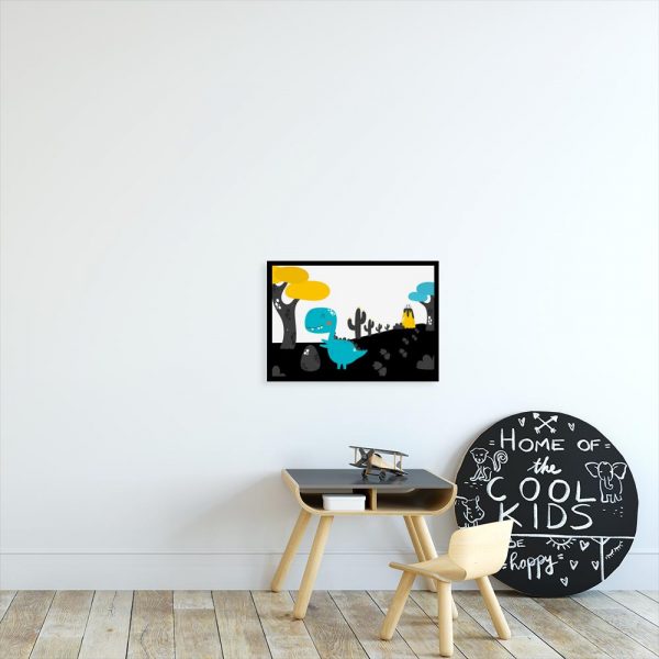 plakat z kolorowymi elementami do pokoju dziecka