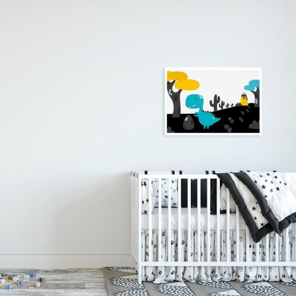 plakat z uroczym dinozaurem do pokoju dziecka