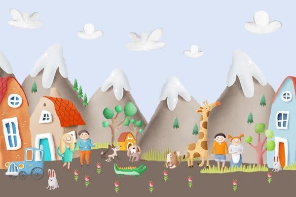 tapeta dla dziecka z miastem