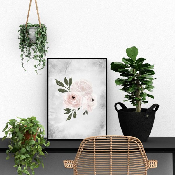 plakat z motywem jasnych róż