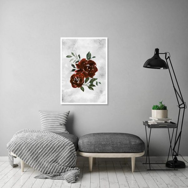 plakat z białej ramce w salonie