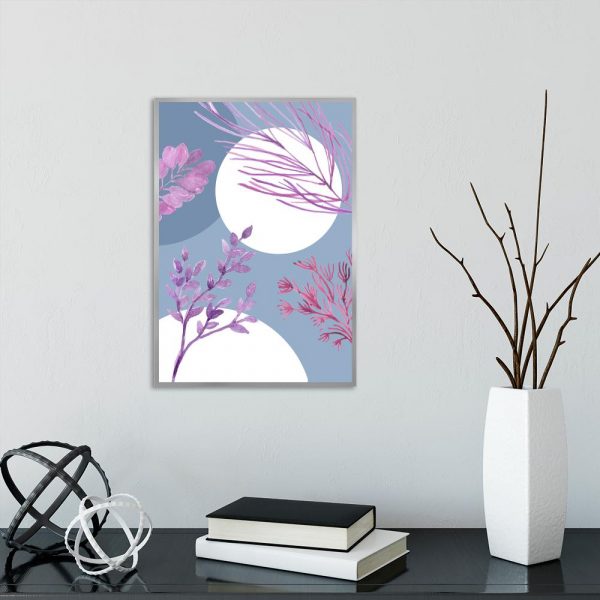 plakat fioletowy z motywem kwiatów