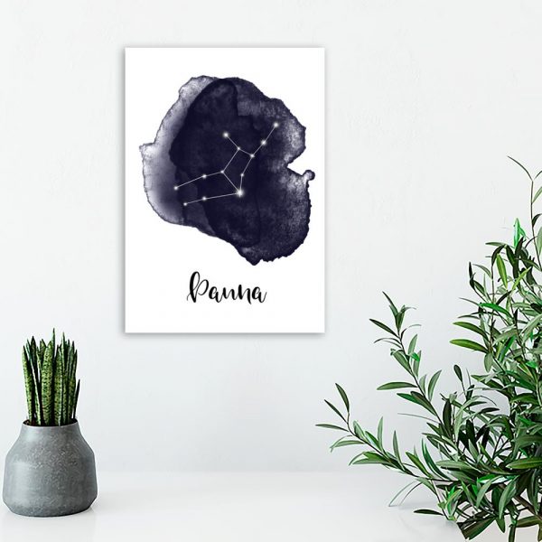 plakat granatowy z panną