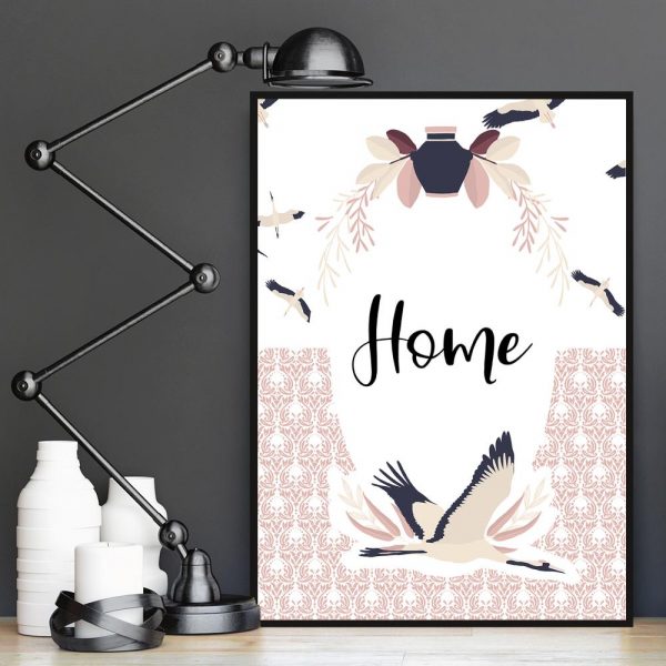 bociany na jasnym plakacie