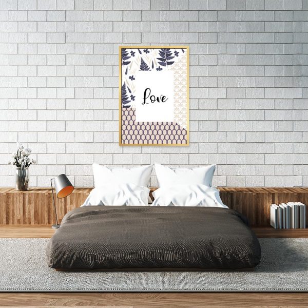 plakat w salonie nad łóżkiem