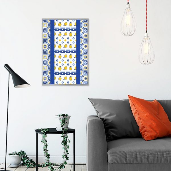 plakat do salonu z cytrynami i kwadratami