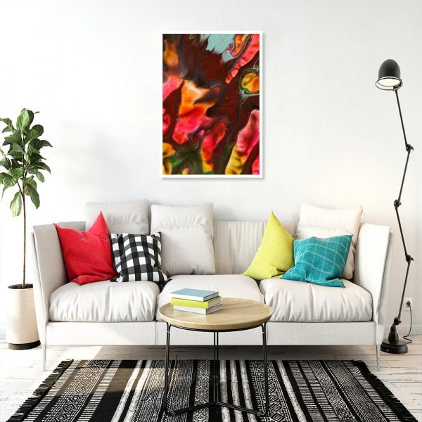 pionowy plakat nad sofę z motywem kolorów