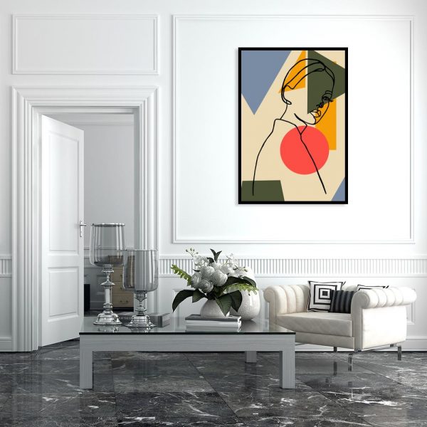 plakat z kobietą w salonie