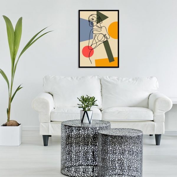 plakat z kobietą i figurami