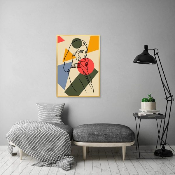 plakat z kobietą i figurami