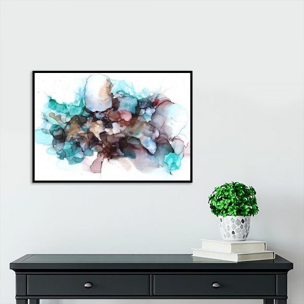 plakat z motywem wodnistych plam