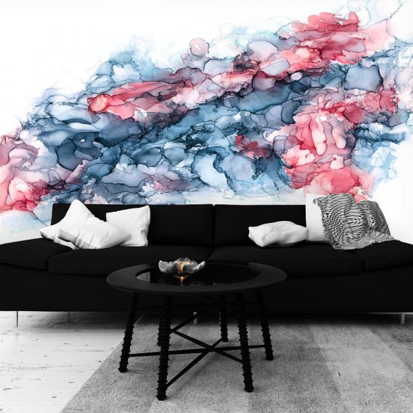 salon z plamami niebiesko-różowymi