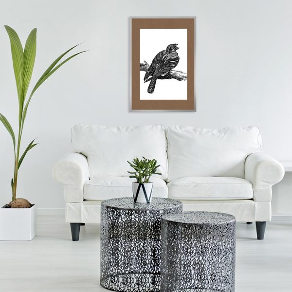 siedzący ptak na patyku na plakacie