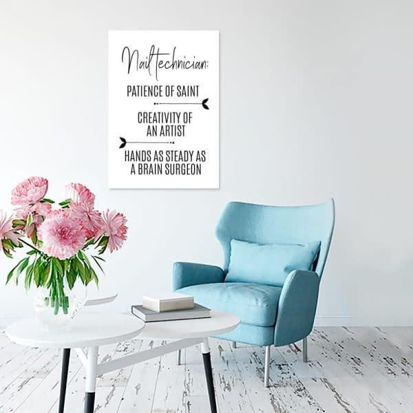 salon paznokcia z plakatem