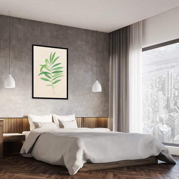 liść nad łóżkiem jako plakat
