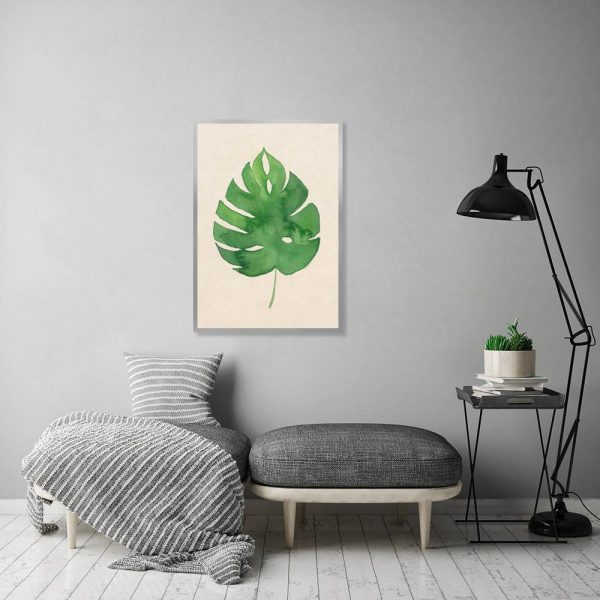 minimalistyczna dekoracja z liściem