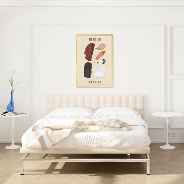 plakat do sypialni z boho ciuchami